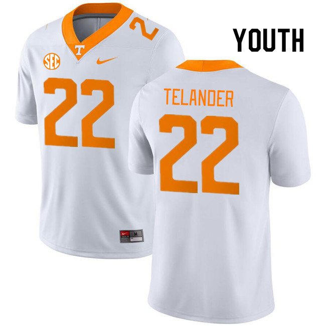 Youth #22 Jeremiah Telander Tennessee Volunteers College Football Jerseys Stitched Sale-White - Click Image to Close